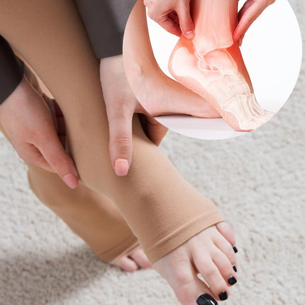 2 pāri medicīnisko kompresijas zeķu sievietēm un vīriešiem 20-30 mmHg, 2. klase, atvērta purngala pakāpeniskas atbalsta zeķes varikozām vēnām, tūskai un stenozei (2x bēšas, XXL)