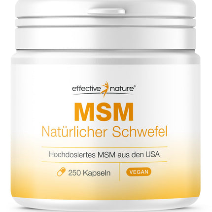 MSM dabīgais sērs - 250 kapsulas - augsta deva ar 3400 mg MSM dienā - 99,9% tīrība - labākā kontrolētā kvalitāte - MSM no ASV