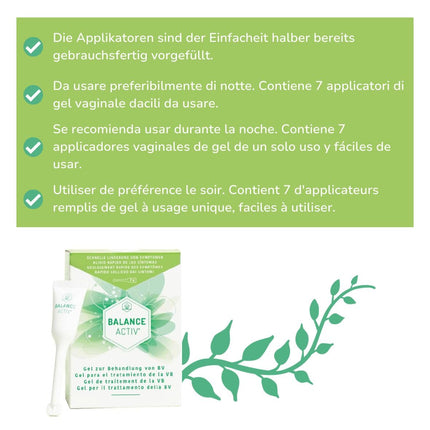 Balance Activ gels, palīdz cīnīties pret BV (bakteriālo vaginozi), līdzsvaro pH līmeni un atjauno ķermeņa dabisko līdzsvaru, 1 iepakojums