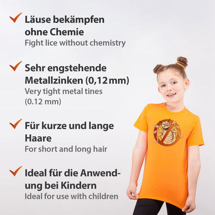 Oriģinālā metāla 3-in-1 ķemme Lausinator utu ķemme, īpaši smalka – bērniem un pieaugušajiem