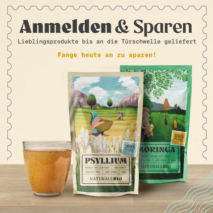 NaturaleBio maltas psyllium sēklu sēnalas, 99% tīrība, 200 g dabīgas, organiskas psyllium sēklu sēnalas, dabīgas, tīras, ar augstu šķiedrvielu saturu, vegānas, šķīdināšanai ūdenī, dzērienos un sulās.