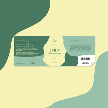 Holīna kapsulas - 360 kapsulas - holīna bitartrāts - *Aknu veselība, homocisteīns un lipīdu metabolisms (EFSA) - vegāns, ražots Vācijā - TRUE NATURE®