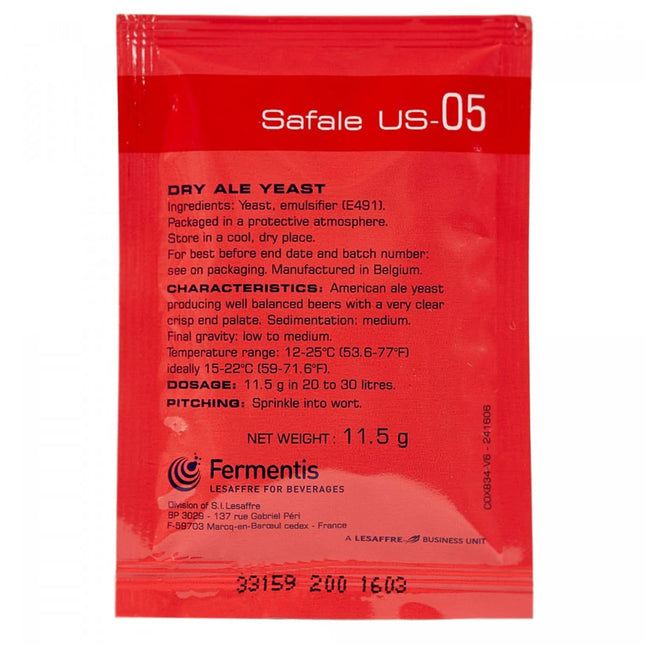 Fermentis Safale US-05 11,5 g augšējās fermentācijas alus raugs