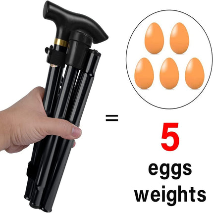 Salokāms alumīnija nūjas spieķis, pārnēsājams nūjas spieķis, pārgājienu nūjas, salokāms nūjas 4 sekciju alumīnija sakausējuma nūjas pārgājieniem, kempingam, alpīnismam, pārgājieniem (melns)