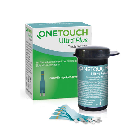OneTouch Ultra® Plus asins glikozes testa strēmeles I 50 strēmeles I 1 iepakojums I asins glikozes mērīšanai diabēta (cukura slimības) gadījumā