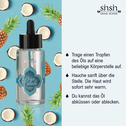 Magic Oil Original Dildofee SINSIN - sildoša eļļa - augļu un skūpstāma - ražota Vācijā (Pina Colada)