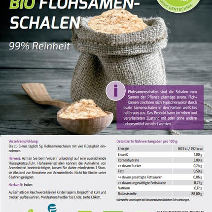 Vita2You psyllium sēnalas, bioloģiskas, 99% tīrības pakāpe, 1000 g - laboratorijas tests - 100% bioloģiska audzēšana - 1 kg Indijas psyllium sēnalu - augstākā kvalitāte
