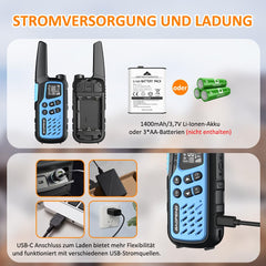 BAOFENG T25 PMR446 rācijas bez licences, 16 kanāli, CTCSS/DCS, divu pulksteņu, VOX, uzlādējamas rācijas ar 1400mAh akumulatoru, paredzētas pieaugušajiem un bērniem piedzīvojumiem, pārgājieniem, riteņbraukšanai (2 gab.)