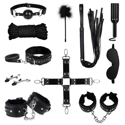 Utimi Bondage Set SM Bondage Set ar 11 daļām Bondage Restraint Set SM Seksa rotaļlietas mīļotājiem, melnas