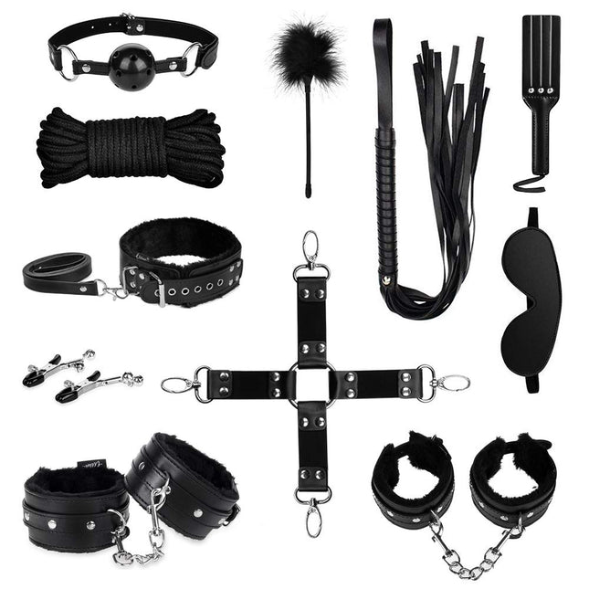 Utimi Bondage Set SM Bondage Set ar 11 daļām Bondage Restraint Set SM Seksa rotaļlietas mīļotājiem, melnas