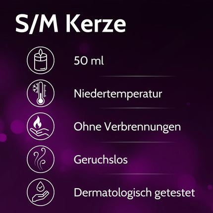 VIBRATISSIMO S/M svece, degoša sarkana, 50 ml | Zema temperatūra sarkanā krāsā | Augstas kvalitātes sveču vasks bez smaržas | Pilināšanas svece erotiskām spēlēm | Romantiska masāžas svece pāriem | Vaska svece