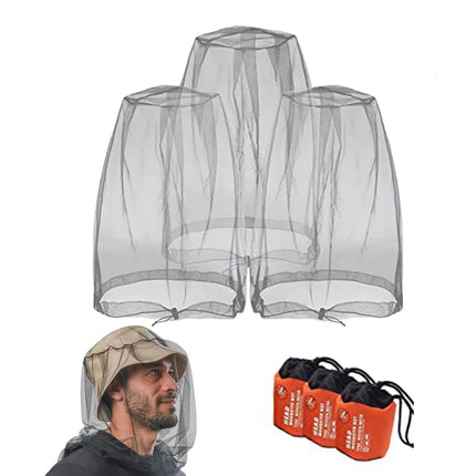 Galvas tīkls sejas sietam, 3 iepakojumi - kukaiņu aizsardzības galvas tīkls, kukaiņu aizsardzības bišu sieta galvas tīkls, izmanto pārgājieniem, kempingam, alpīnismam, makšķerēšanai, biškopībai