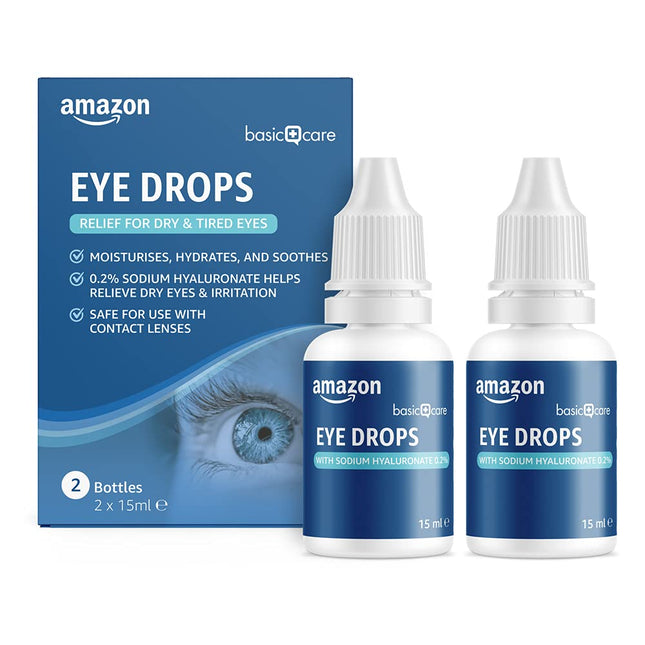 Amazon Basic Care acu pilieni ar nātrija hialuronātu 0,2%, 15 ml (2 iepakojums)