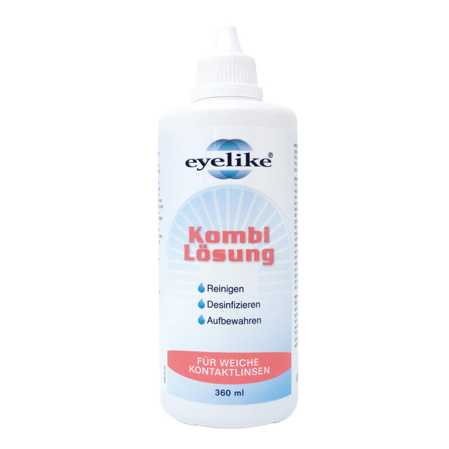 Eyelike Combination Solution – One-Step Care System – ideāli piemērots mīksto kontaktlēcu tīrīšanai, dezinfekcijai un uzglabāšanai – 360 ml