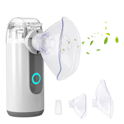 Inhalators bērniem, inhalators pieaugušajiem un bērniem, kluss smidzinātājs, pārnēsājamie inhalatori elpceļu slimībām, inhalators ar iemutni un 2 maskām - pelēks