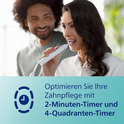 Philips Sonicare 3100 elektriskā zobu birste, Sonic zobu birste, spiediena kontrole un taimeris, balta, divu iepakojumā, modelis HX3675/13