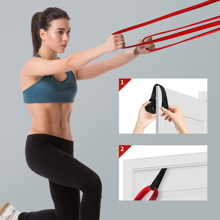 AUVIM pretestības lentu komplekts Fitnesa lentes 3 dažādi pretestības lentu līmeņi spēka treniņiem, stiepšanās vingrinājumiem, kalistenikai, krosfitnesam, Pilates, jogai, ieskaitot durvju enkura uzglabāšanas maisiņu