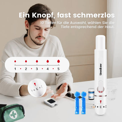 sinocare asins glikozes mērītāja komplekts, uzlabots glikozes mērītājs ar testa strēmelītēm 50, piemērots iesācējiem un vecāka gadagājuma cilvēkiem (Safe AQ pro I asins glikozes mērītāja komplekts 50)