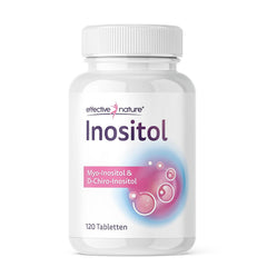 Effective Nature inozitola tabletes – mio- un D-hiro-inozitols optimālā attiecībā – ar 400 µg folskābes dienā – vegānas un bez piedevām – 120 tabletes