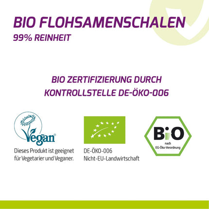 Vita2You psyllium sēnalas, bioloģiskas, 99% tīrības pakāpe, 1000 g - laboratorijas tests - 100% bioloģiska audzēšana - 1 kg Indijas psyllium sēnalu - augstākā kvalitāte