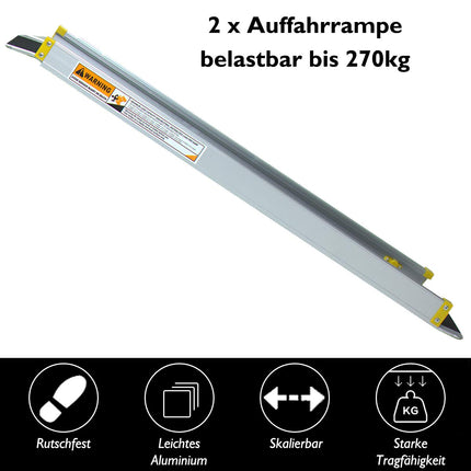 COSTWAY 2 x ratiņkrēslu rampas līdz 270 kg, 121,5–212,5 cm, teleskopiska rampa ar neslīdošu virsmu, teleskopiska rampu pāris no alumīnija, neslīdoša iekraušanas rampa, alumīnija rampa