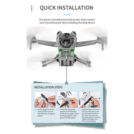 LICHIFIT Drone Airdrop sistēma DJI Mini 4 Pro - ģeomagnētiskā metēja transportēšanas piegādes kravas atbrīvošanas nomešanas ierīce - pelēka
