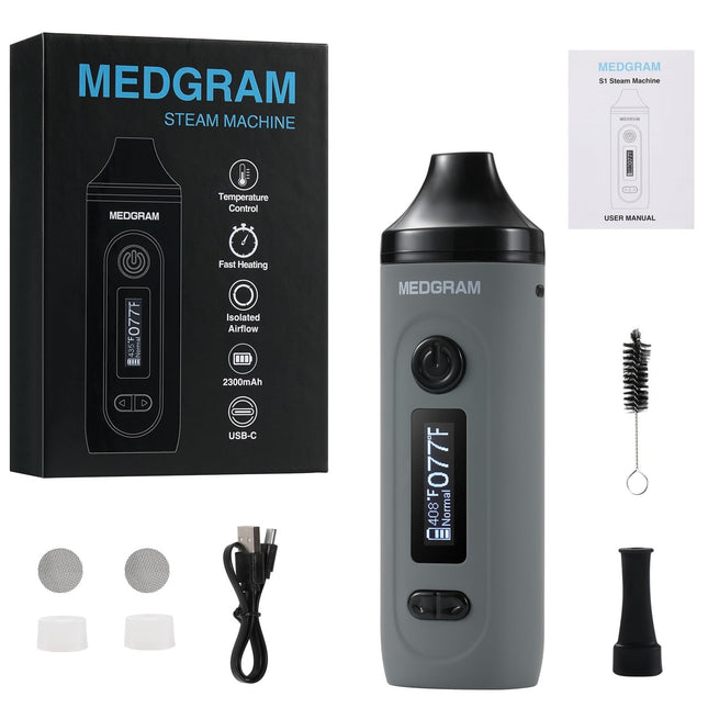 MEDGRAM augu izcelsmes vaporizators, augstākās kvalitātes pārnēsājams augu izcelsmes vaporizators, ātra uzsilšana, temperatūras kontroles tvaika vaporizators, 20 s uzsildīšanas laiks