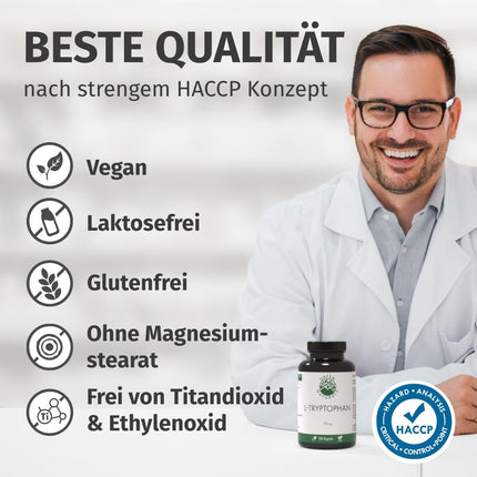L-triptofāns — augsta deva: 700 mg kapsulā — 6 mēnešu krājumi (180 kapsulas) — vegāns un bez piedevām — aptiekas kvalitāte — Green Naturals®