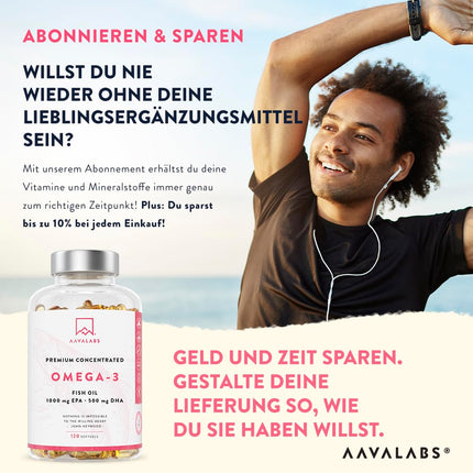 Omega 3 kapsulas, augsta deva 2000 mg Omega 3 eļļa 1000 mg EPA + 500 mg DHA vienā dienas devā (2 Premium Omega 3 zivju eļļas kapsulas) - Omega-3 taukskābju kapsulas - 120 kapsulas Zivju eļļa Omega 3 augsta deva 60 dienas