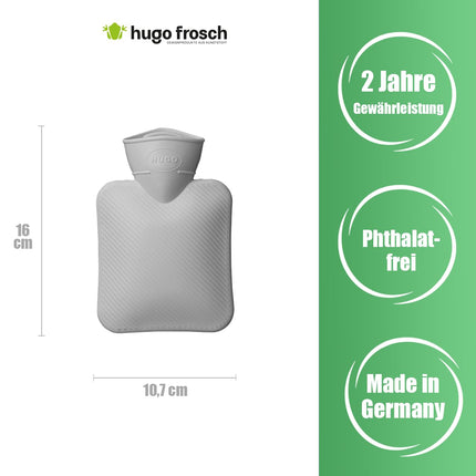 Hugo Frosch mini karstā ūdens pudele 0,2 l ar velūra vāku pelēka