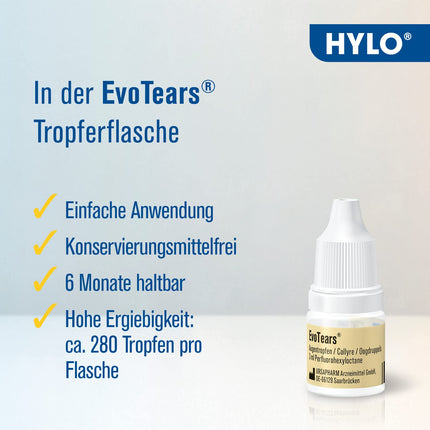 EvoTears® acu pilieni sausām acīm — unikāli, pateicoties perfluorheksiloktāna saturam un bezūdens, 3 ml