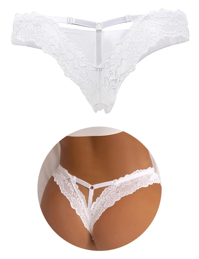 comeondear sieviešu biksītes seksīgas stringbiksītes sieviešu mežģīņu apakšveļa Brazīlijas biksītes bikini stringbiksītes erotiskas biksītes T veida muguras hipsteru apakšveļa lieli izmēri apakšbikses seksīga apakšveļa (balta, ML)