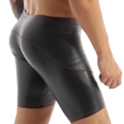 iEFiEL vīriešu bokseršorti, apakšbikses, biksītes, hipsteri, lakota āda, mitrā izskata vīriešu apakšveļa, melna, ML, XL, XXL, melna, XXL