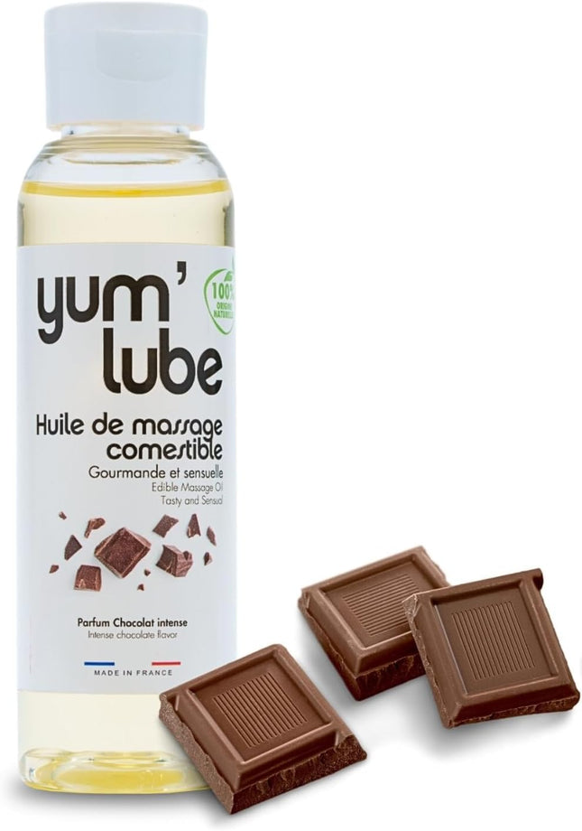 Yum'Lube | Seksa un erotiskā masāžas eļļa eļļa masāžai un intīmai lietošanai | Ķermeņa eļļa ar šokolādi | Masāžas eļļa intīmai eļļai, kas piemērota kā seksa eļļa | Masāžas eļļa intīmajai zonai un masāžas eļļa seksam intīmajā zonā