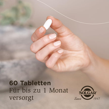 SOLGAR® Ādas, matu un nagu komplekss | ar MSM, sarkanajām aļģēm, C vitamīnu, lizīnu, prolīnu, cinku un varu matiem, ādai un nagiem | Unikāla formula ar patentētu OptiMSM® | 60 tabletes