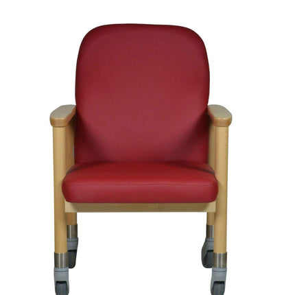 Devita - Māsu krēsls, trīsvietīgs krēsls, senioru krēsls LÜBECK mākslīgā āda, ķiršu koks - sēdekļa augstums: 46 cm ar lieliem ritenīšiem līdz 120 kg un stumšanas rokturi