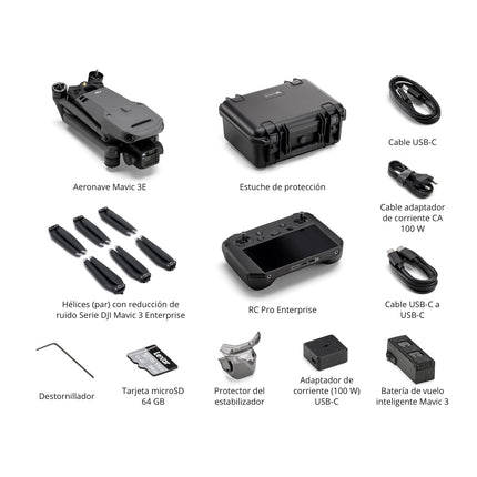 DJI Mavic 3E Worry-Free Basic Combo — kameras drons ar 4/3 CMOS platleņķa kameru, mehānisku slēdzi, 56x hibrīdo tālummaiņu, 39 minūšu lidojuma laiku, centimetru precīzu pozicionēšanu, C2