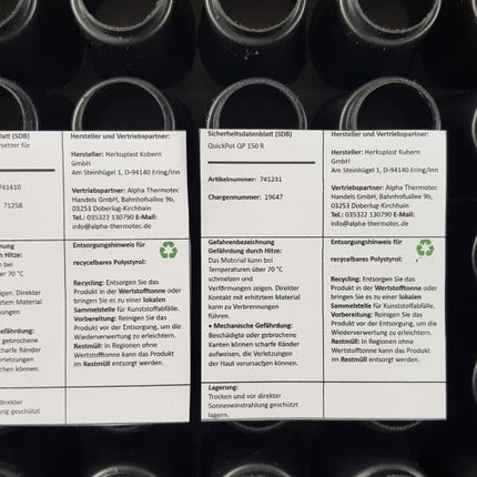 Quickpot stabila kultivēšanas plāksne ar 150 stādīšanas bedrītēm + apakštase QP-150R + vāka aizsargapvalks