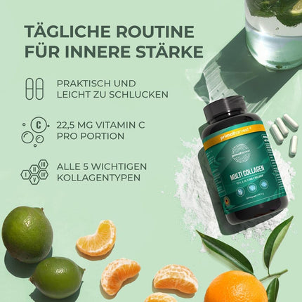 Primal Harvest ® Multi-Collagen - 120 kolagēna kapsulas ar augstu devu - augstākās kvalitātes kolagēna komplekss - GMP sertificēts un ražots Vācijā - bez glutēna un sojas