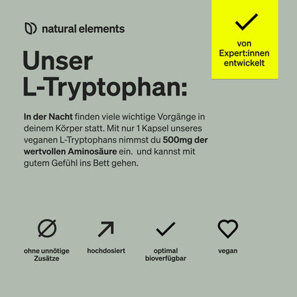 L-triptofāns - augsta deva ar 500 mg vienā kapsulā - 240 vegānas kapsulas - 8 mēnešu krājumi - No augu fermentācijas - Laboratorijā pārbaudīts, bez nevēlamām piedevām, vegāns