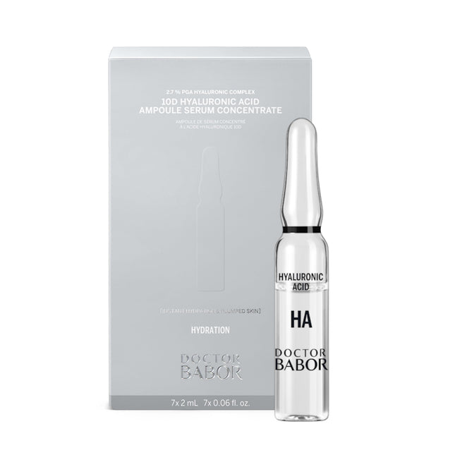 DOCTOR BABOR 10D hialuronskābes ampulas seruma koncentrāts| Intensīvi mitrinoša kopšana ar 10 hialuronskābes veidiem starojošai sejas ādai | Serums visiem ādas tipiem | vegāns | 7x2ml