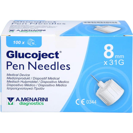 GLUCOJECT pildspalvu adatas 31 Gx8 mm 0,25 mm 100 gab.