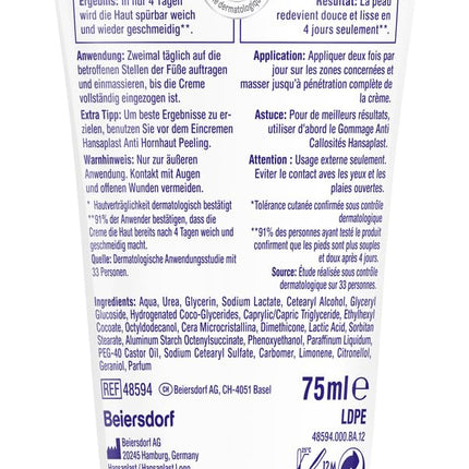Hansaplast Anti Callus Intensive Cream (75 ml), pēdu krēms sacietējumu noņemšanai, mitrinošs sacietējumu krēms ļoti sausai ādai ar urīnvielu