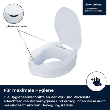 Flexilife paaugstināts tualetes pods ar vāku senioriem - pēc izvēles 10 cm vai 15 cm - tualetes poda paaugstinājums, tualetes poda stiprinājums, tualetes poda paaugstinājums (10 cm)