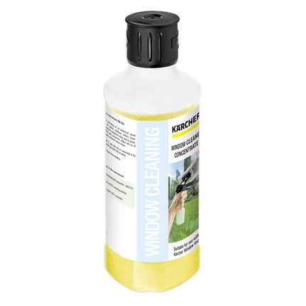 Kärcher logu tīrīšanas līdzekļa koncentrāts RM 503 logu, stikla, spoguļu un dušas kabīņu tīrīšanai bez svītrām, 500 ml koncentrāta atšķaidīts ar 6,25 l tīrīšanas šķidruma.
