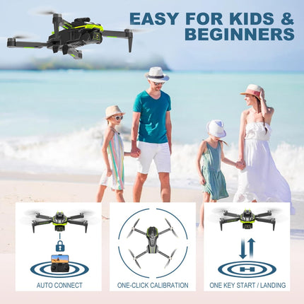 Drons ar 1080P kameru bērniem un pieaugušajiem ar bezkontaktu motoru, salokāms kvadrokopters ar WiFi pārraidi, 35 minūšu ilgs lidojuma laiks, iesācēju dronu rotaļu dāvanas zēniem un meitenēm