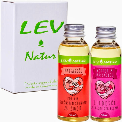 Lev-Natur masāžas eļļas mīlestības eļļas dāvanu komplekts erotiskā eļļa, dabīgs produkts tieši no ražotāja, tikai augstas kvalitātes dabīgās eļļas 2 gab. 50 ml