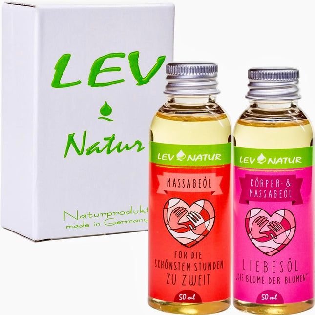 Lev-Natur masāžas eļļas mīlestības eļļas dāvanu komplekts erotiskā eļļa, dabīgs produkts tieši no ražotāja, tikai augstas kvalitātes dabīgās eļļas 2 gab. 50 ml