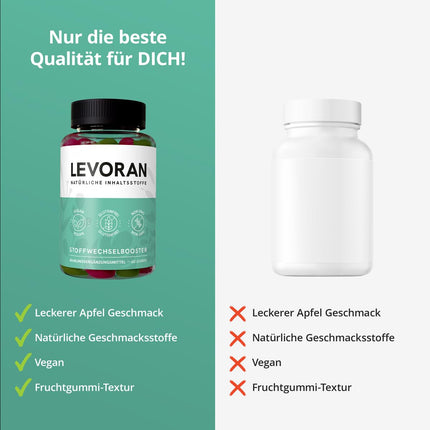 Levoran vielmaiņas pastiprinātāja gumijas konfektes, vegānas, bez glutēna