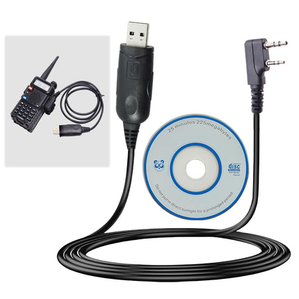 Greacesrio USB programmēšanas kabelis rācijai ar CD draiveri, saderīgs ar Bao-feng GT-3, UV-82, BF-888S, UV3R, UV9R, UV-5R, UV-5R Plus un GT-3, 1 iepakojums